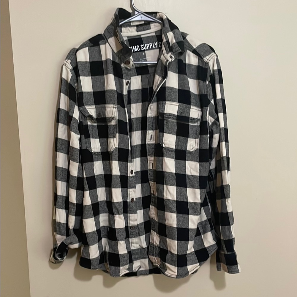 Mossimo Supply Co. Black and White Checkered Men's Shirt flannel